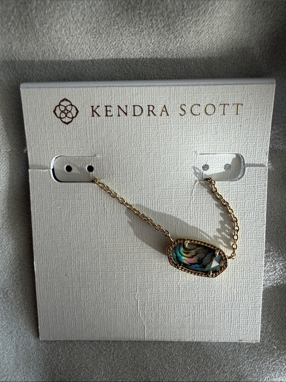 Kendra Scott Gold Abalone Teardrop Pendant Necklace and Earrings Multicolor